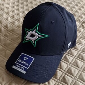 Fanatics StretchFit Black Dallas Stars Hat with Green & White Logo